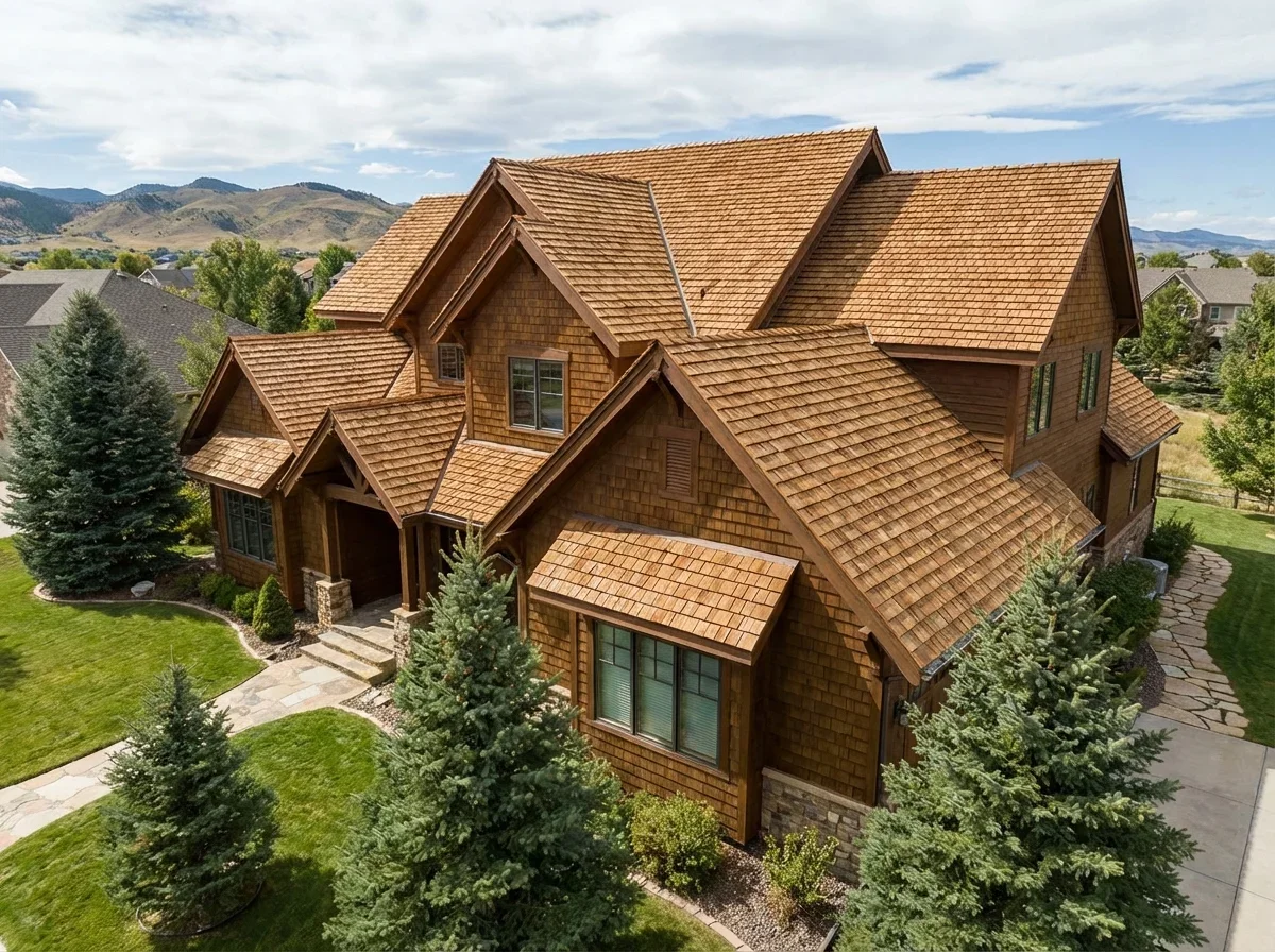 Expertly installed cedar shake roofing, protecting homes with natural beauty